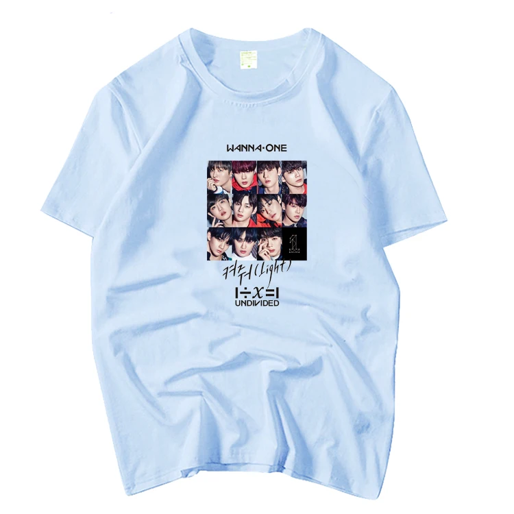 

New arrival kpop wanna one album all member picture printing o neck short sleeve t shirt wannable summer unisex loose t-shirt