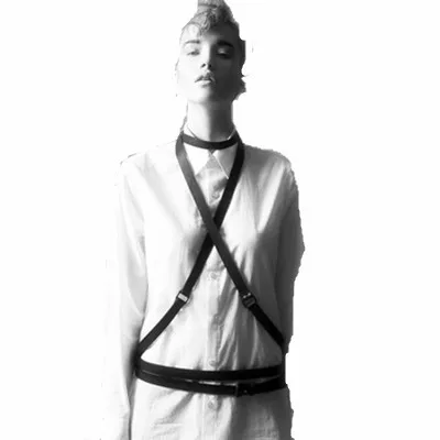 HARNESS,Dark Rock street strap body harness with detachable removable collar around neck adjustable buckles waist belts