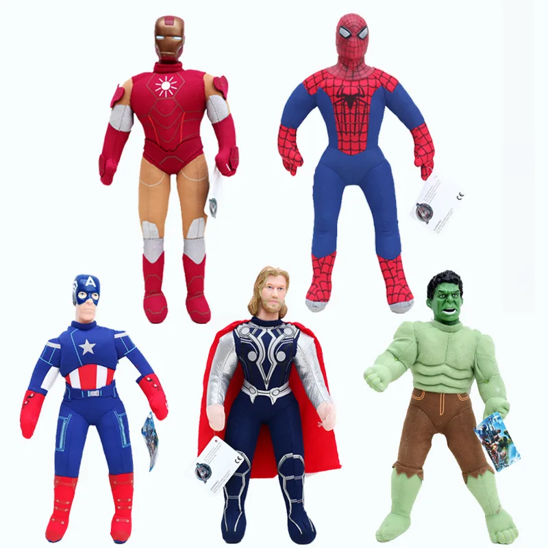 25 см Мстители, плюшевые игрушки, кукла Человек-паук, Бэтмен, Супермен, Железный человек, Халк, Капитан Америка, Тор, плюшевые мягкие игрушки для детей, подарки