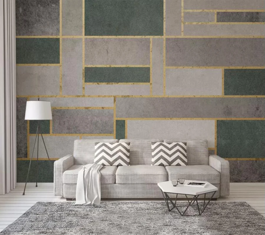 Decorative wallpaper Modern minimalistic geometric golden tv background wall | Обустройство дома