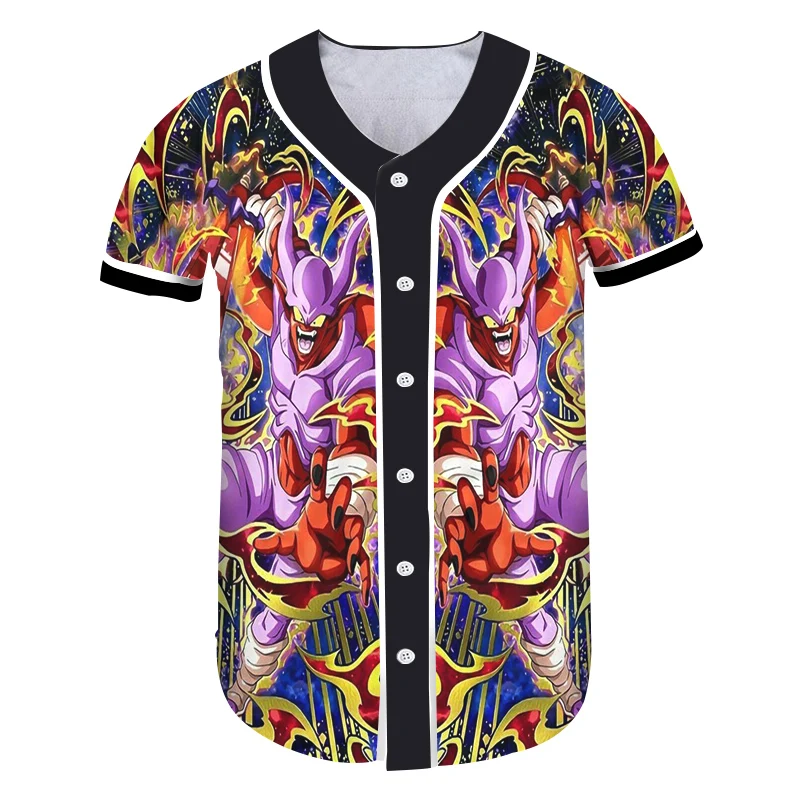 

OGKB Summer Tops Unisex Print Dragon Bll Z 3d Button Tshirt Boy Casual T-shirts Man Hiphop Short Sleeve Uniform Shirt