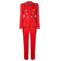 harleyfashion 2021 new autumn design ol formal pants suits solid blazer skinny trousers bussiness lady outfits quality twin sets