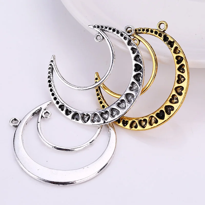 Большая Луна Подвески 2 цвета металлические Камея сердца для самостоятельного