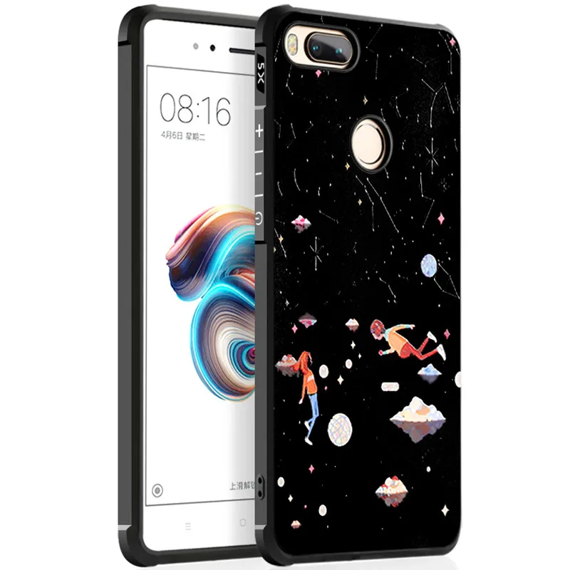 Роскошные Мультфильм Окрашенные узор Чехол Для Сяо mi A1 кремния 3D fundas 5X coque