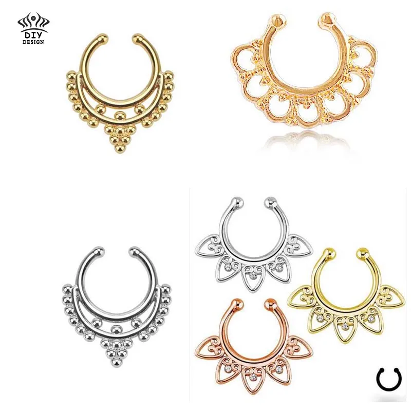 Новинка 316L тианиевые лепестки цветка кликер Нос Обруч Кольца Пирсинг тела