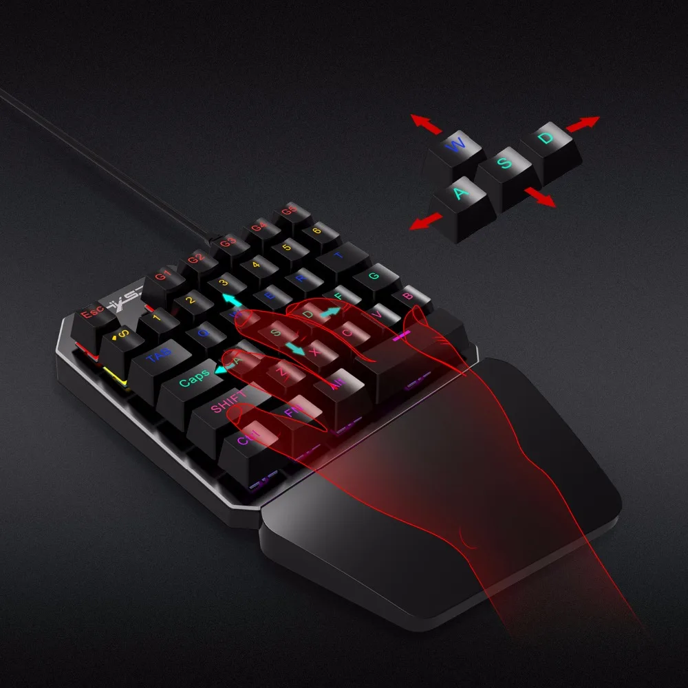 HXSJ Новая Механическая клавиатура для одной руки игровая с 35 клавишами цветная