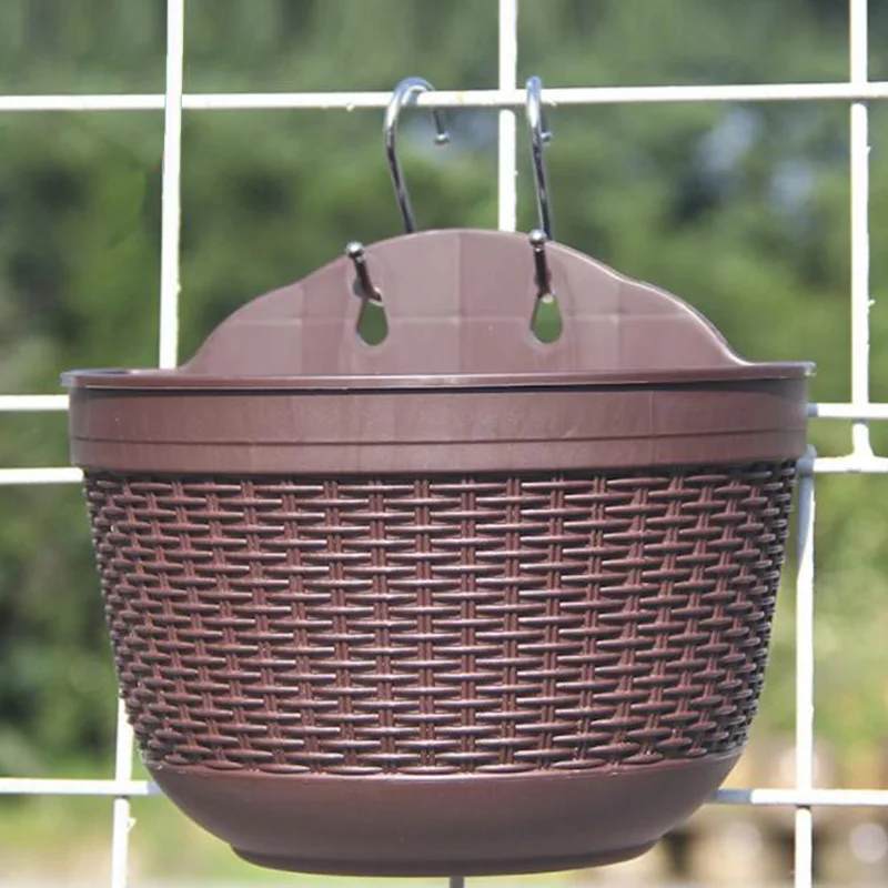 Натуральная плетеная подвесная корзина для растений садовый цветочный горшок из
