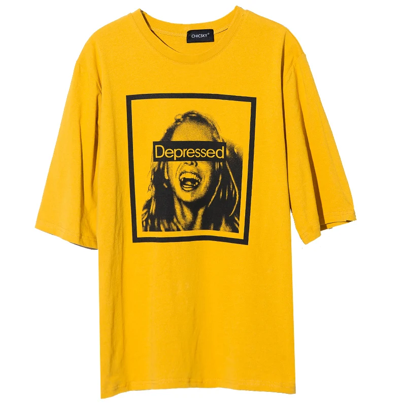 2017 Новая мода свободные Футболки Женщины О-Образным Вырезом Личность девушки