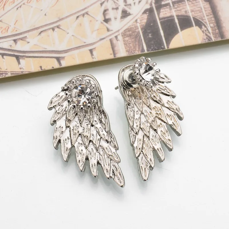 MissCyCy новинка готический серебряный цвет крылья ангела сплав серьги-гвоздики