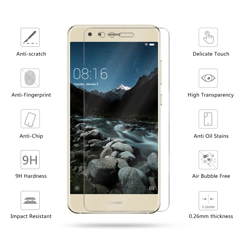 Закаленное стекло премиум класса для Huawei P10 Lite 10 шт./лот 2.5D 0 26 мм 9 H 5 2 дюйма