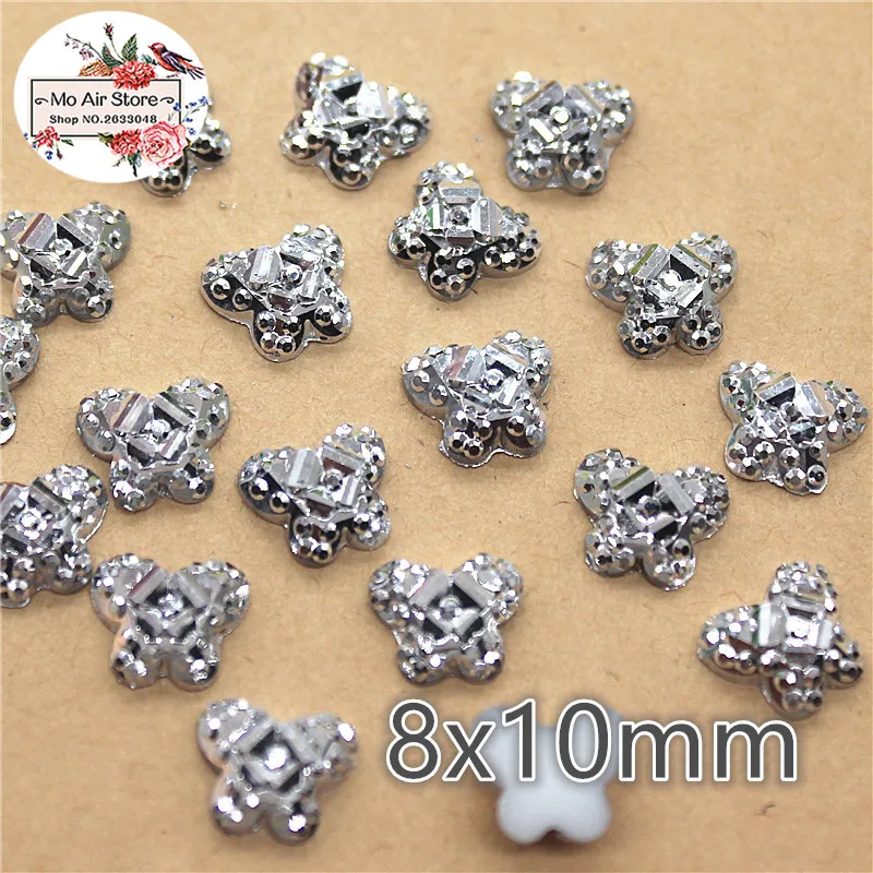100 шт Блестящий серебряный искусственный Стразы плоская спина кабошон арт