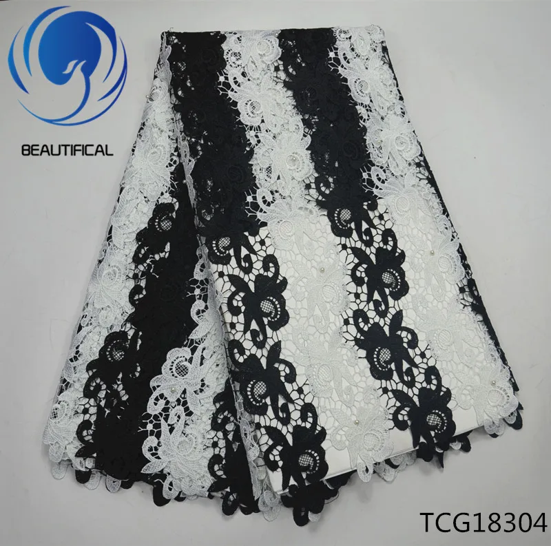 Beautifical Embroidery Cord lace guipure fabric New Arrival African water soluble for bridal clohes 5yards TCG183 | Дом и сад