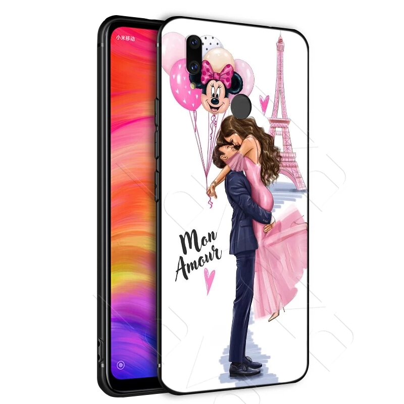 Черные коричневые волосы для мамы и малыша девушка чехол Xiaomi Redmi Note 8 9 S K30 Pro MI MAX на
