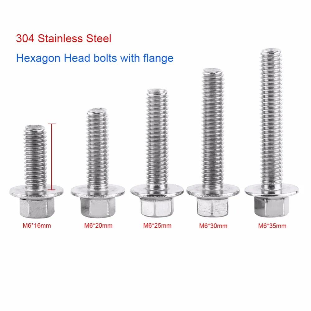 10 шт./лот шестигранные винты из нержавеющей стали M6 tornillos SS304|washer head bolts|screw caphead bolt |