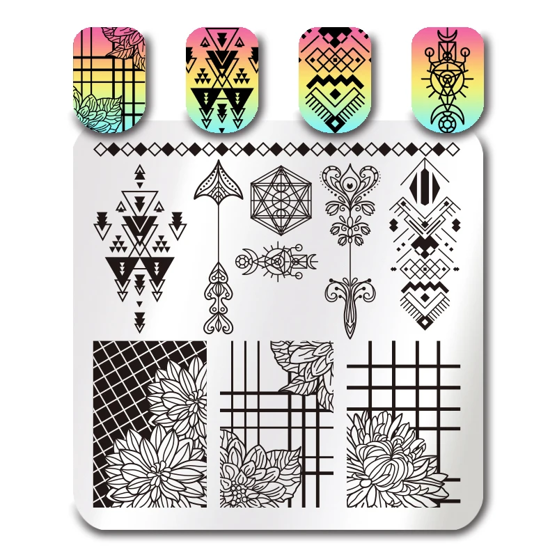 Пластина для стемпинга с изображением цветов и торта квадратная форма|stamp plate|image