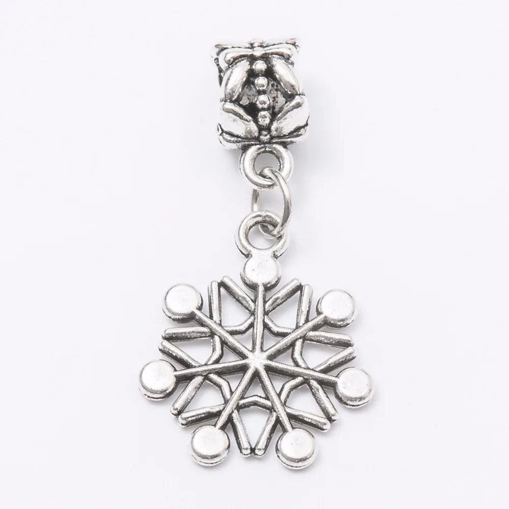 

30pcs snowflake silver Bead fit Pandora charm bracelet DIY dangle Charm for pendants jewelry making JS1083
