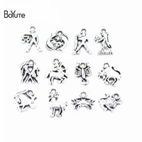 boyute 12 piecesset metal alloy antique silver zodiac signs charms pendant diy hand made jewelry accessories wholesale