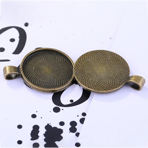 Antique Bronze Plate 10 шт./лот 25 мм Ожерелье Подвеска Установка Кабошон Камея База лоток ободок пустой античный бронз/Серебряная пластина DIY ювелирных изделий - Окраска металла: Antique Bronze Plate