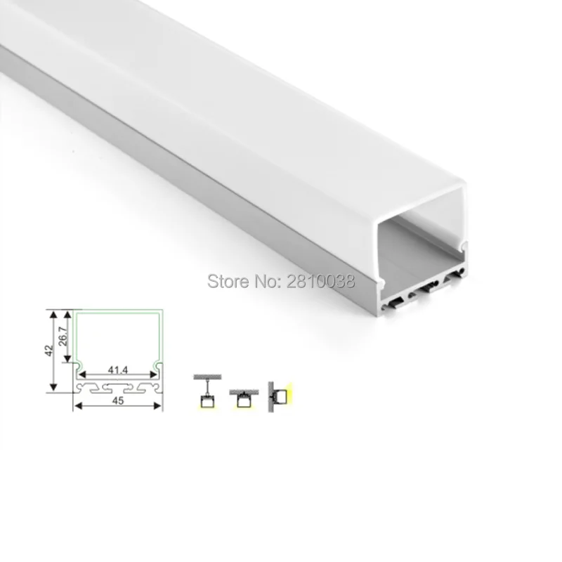 100X2 м наборы/партия офисное освещение профиль led алюминий 42 мм высокий квадратный