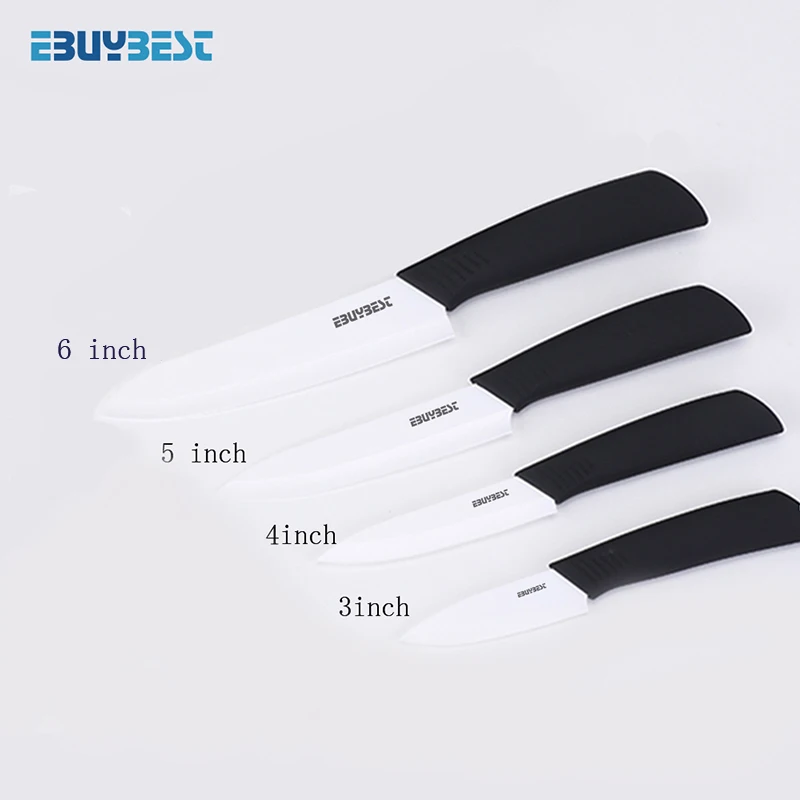 Kitchen Knives Ceramic Knives 3 4 5 6 inch Zirconia Black / White Blade Paring Fruit Vege Colorful Handle Ceramic knife Set - Цвет: Black  3 4 5 6