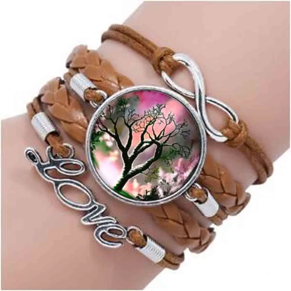 2017 новый художественный браслет Дерево жизни эффектный фото стеклянного