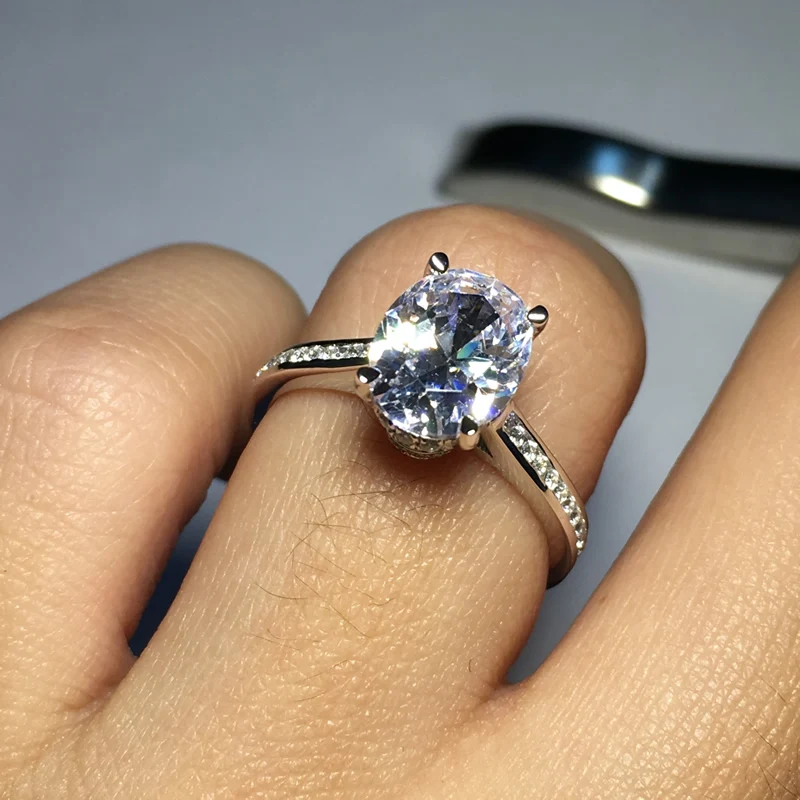 Женское кольцо с овальным вырезом AINOUSHI роскошное из стерлингового серебра 925