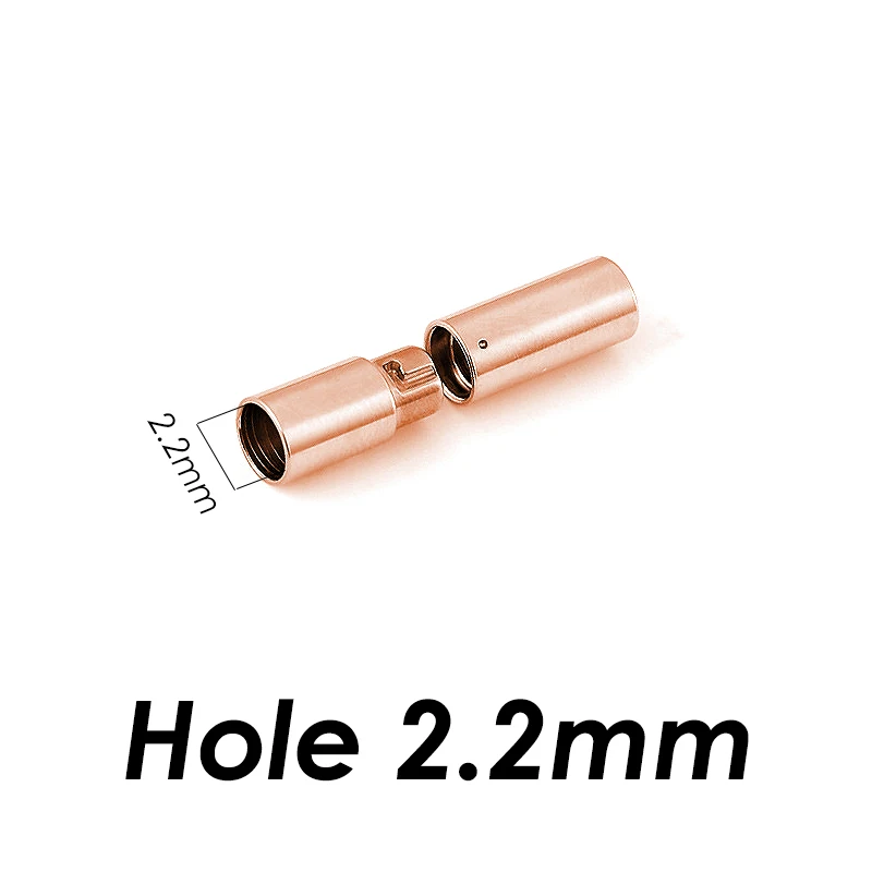Rose gold 2.2mm 2 шт./лот Высокое качество нержавеющая сталь ювелирный разъем кожаные застежки для DIY кожаный шнурок для Подвески Браслеты Изготовление ювелирных изделий - Цвет: Rose gold 2.2mm