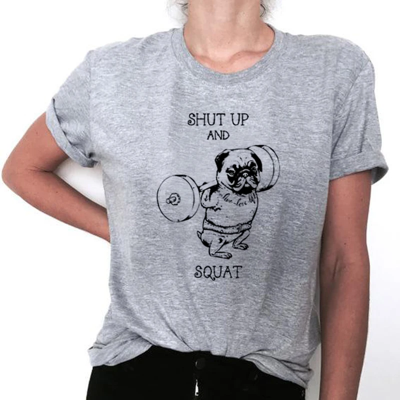 Футболка camicia повседневная хлопковая с рисунком мопса и понэ 2017|Футболки| |