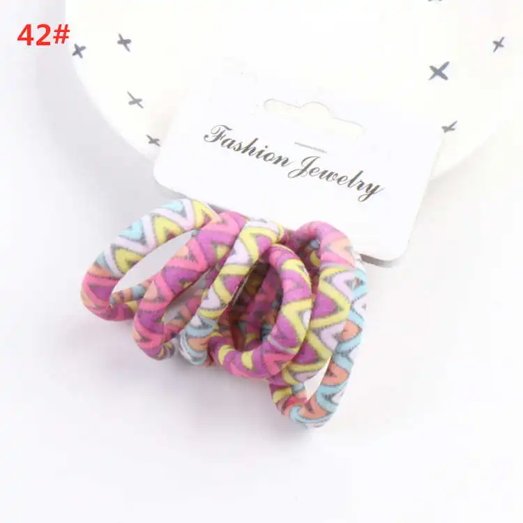 style 42 6 шт./комплект, милые эластичные резинки для волос для девочек, трикотажные резинки для волос, резинка для волос, резинки для волос - Цвет: style 42