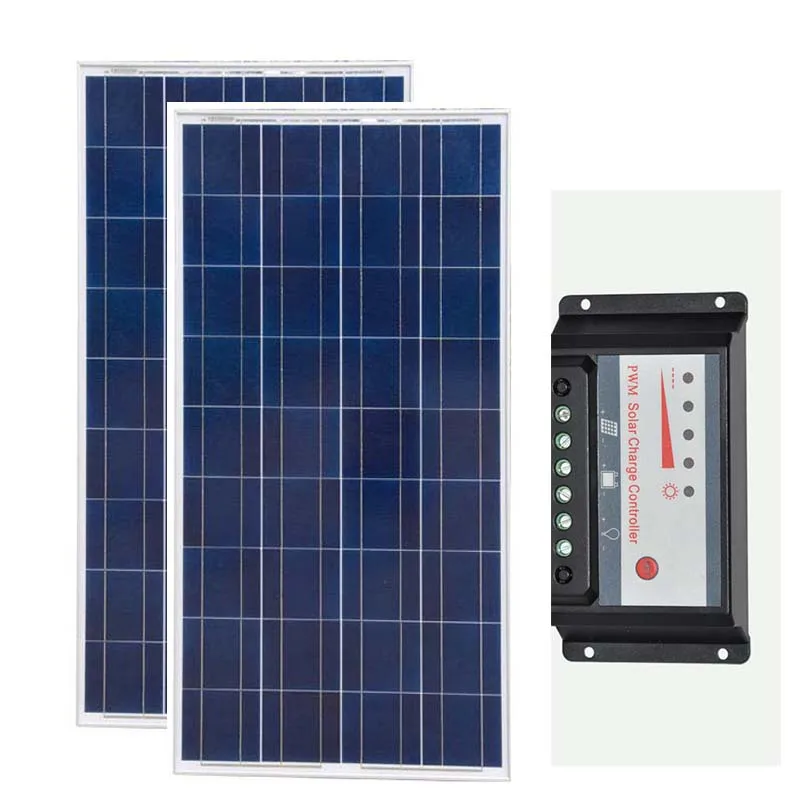 

Zonnepaneel 12v 150w 2 Pcs Polycrystalline Kit Solar Panel 300w Solar Charge Controller 12v/24v 30A Motorhome Caravan Car Camp