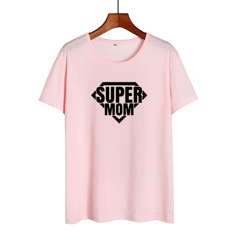 Футболка с надписью Super Mom хлопковая для женщин на лето 2019|Футболки| |