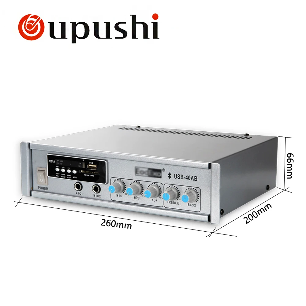 Oupushi USB 40AB 40 Вт домашние усилители PA система фоновая музыка AC220V Bluetooth мини