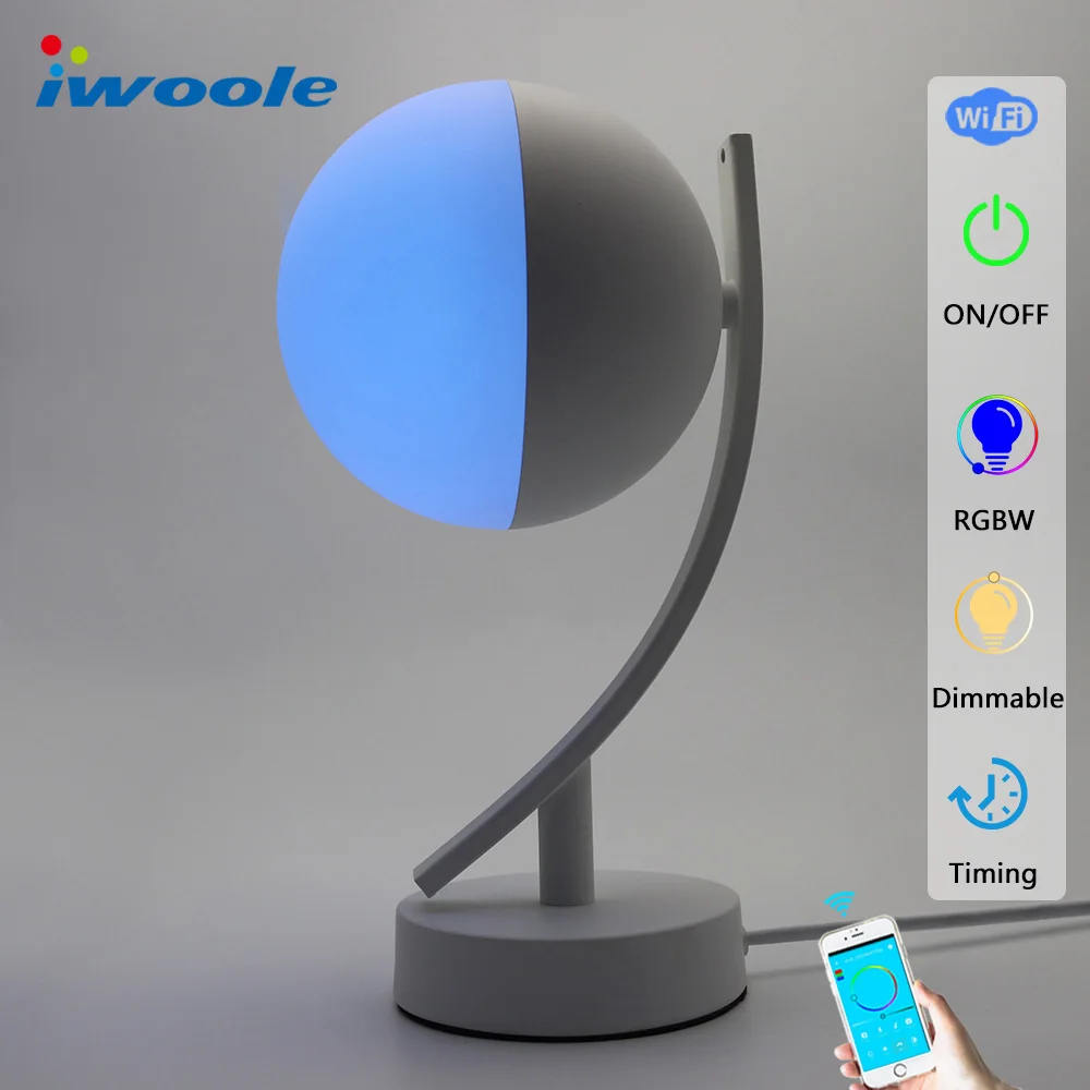 IWOOLE Smart LED Desk Lamp Wifi RGB 16 million color light Dimmable Night Lights 110V 220V 7W Alexa Google Home Table | Лампы и
