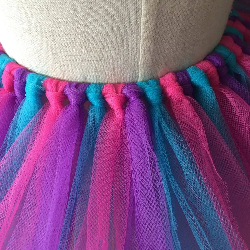 Разноцветные юбки-пачки для девочек с цветами детская пышная Тюлевая балетная