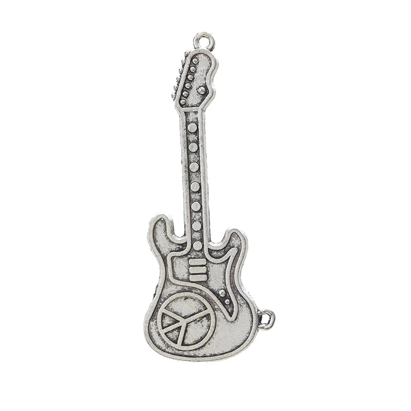 Yishan 2Pcs Guitar Charm Silver Alloy Pendant Diy Jewelry Accessories Necklace Bracelet Earrings Keychain EY3368 | Украшения и