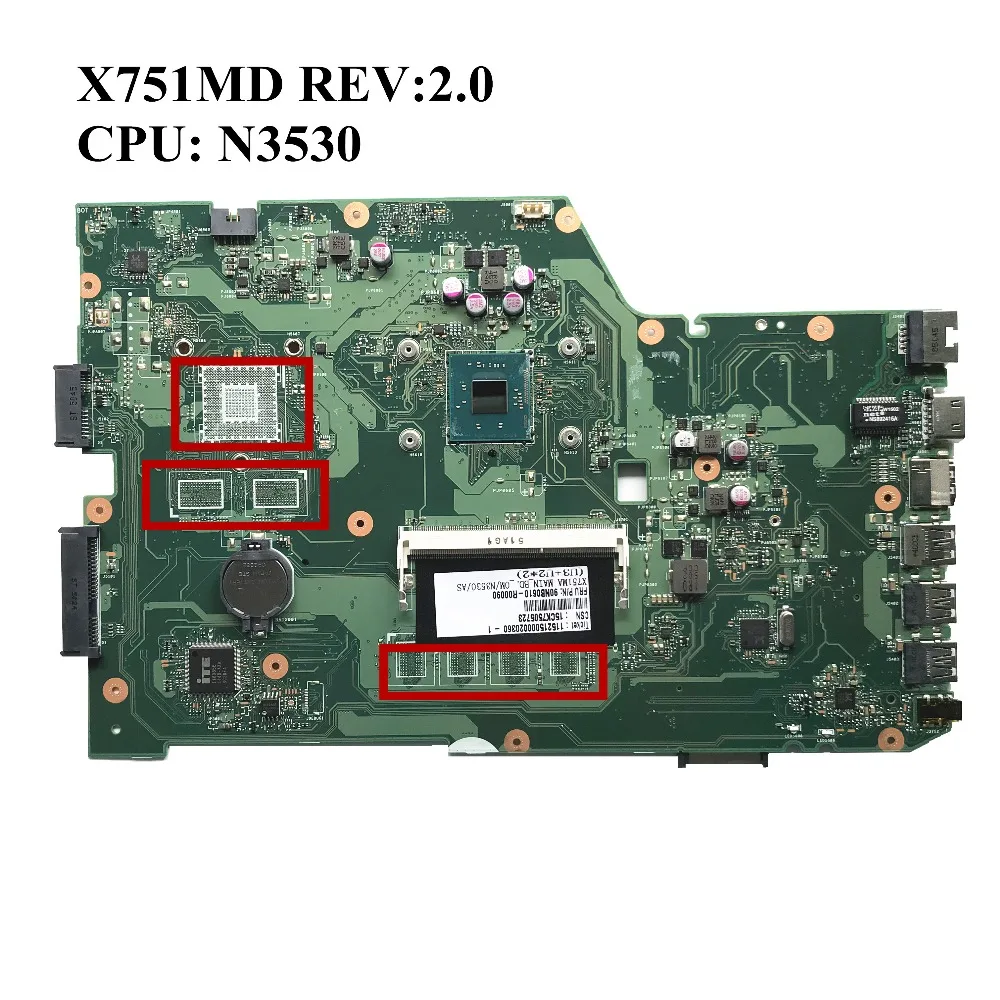 SZWXZY Высококачественная материнская плата для ноутбука ASUS X751MA с процессором SR1W2