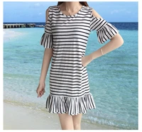 summer clothes women striped dress cold shoulder lady off shoulder ruffle elegant ruffles casual dress for girls clothes
