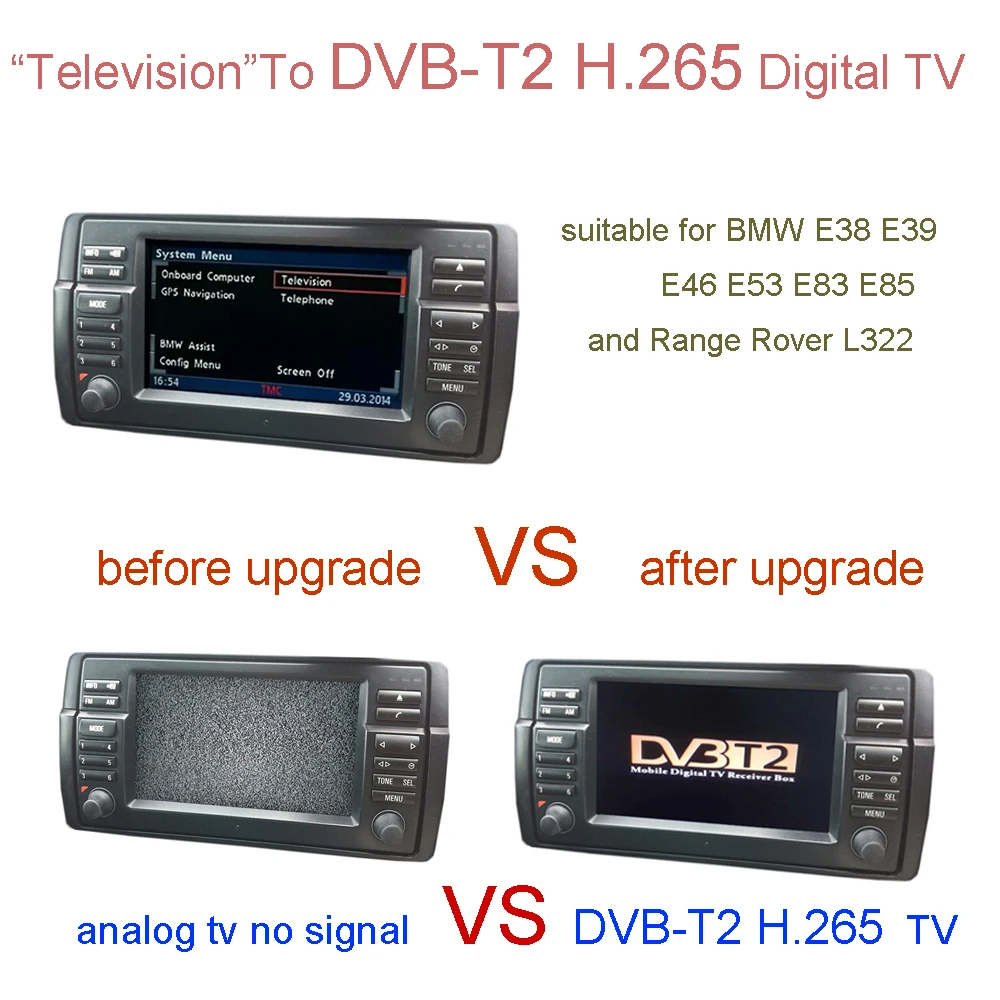DVB-T2 H.265 Digital TV For BMW E38 E39 E46 X5 E53 X3 E83 Z4 E85 ,Range Rover L322,Rover 75,MG ZT / MG ZT-T