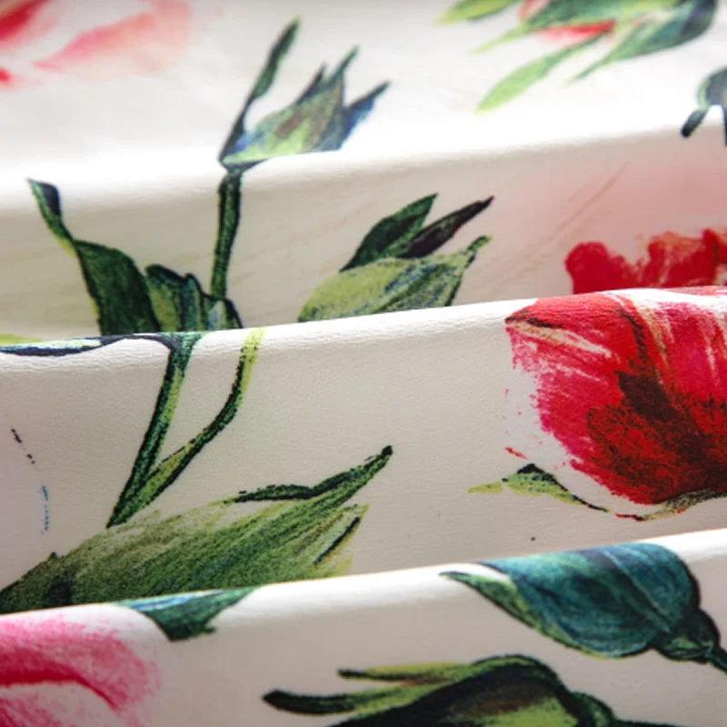 

Red Flower Print Women Dress Elegant O-Neck Half Sleeve Casual Dresses H8206