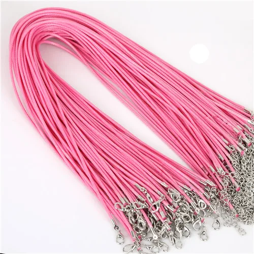 Pink 2 мм 10 шт шнурок из искусственной кожи цепочка регулируемое ожерелье браслет с застежкой омар 18 цветов для DIY ювелирных изделий - Цвет: Pink