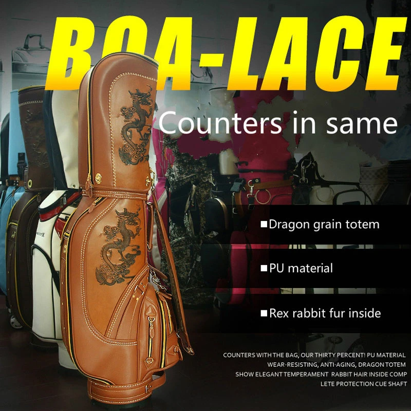 Pgm Standard Golf Bag For Women Men Dragon Pattern Waterproof Durable Travel Package Leather Club Bags D0087 | Спорт и развлечения