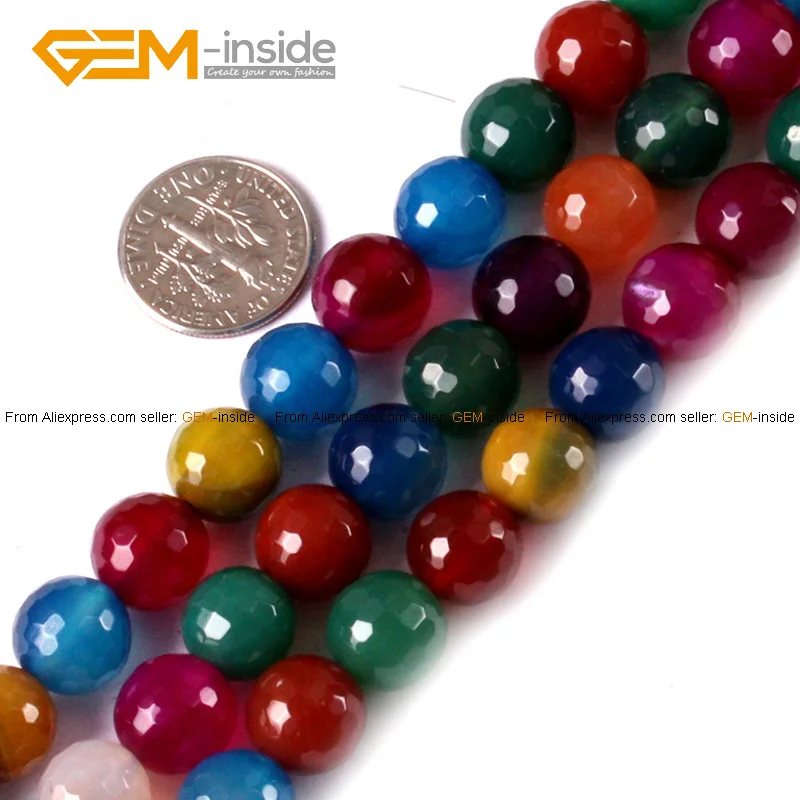 Жемчужные круглые многоцветные граненые Агаты подвески из смешанных камней