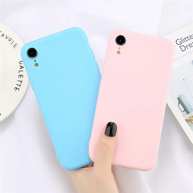 Lovebay Phone Case For iPhone 5 5s SE 6 6s 7 8 Plus X XR XS Max Fashion Candy Color Simple Solid Soft TPU |
