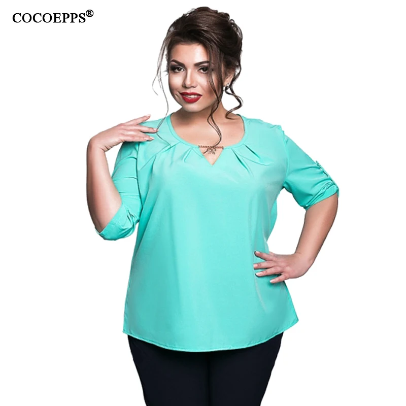 5XL 6XL 2017 Для женщин шифон Топы корректирующие 4xl модная короткая блузка плюс