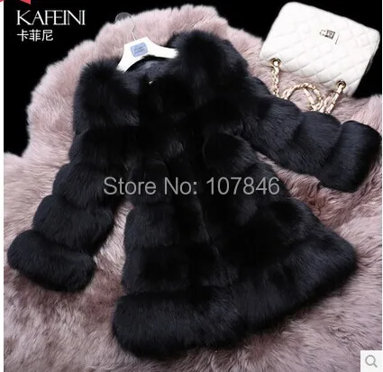 Роскошное Женское пальто из натурального Лисьего меха с круглым вырезом зимний