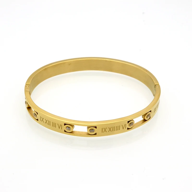 Женский браслет с австрийскими кристаллами золотого цвета в римском стиле|bangle
