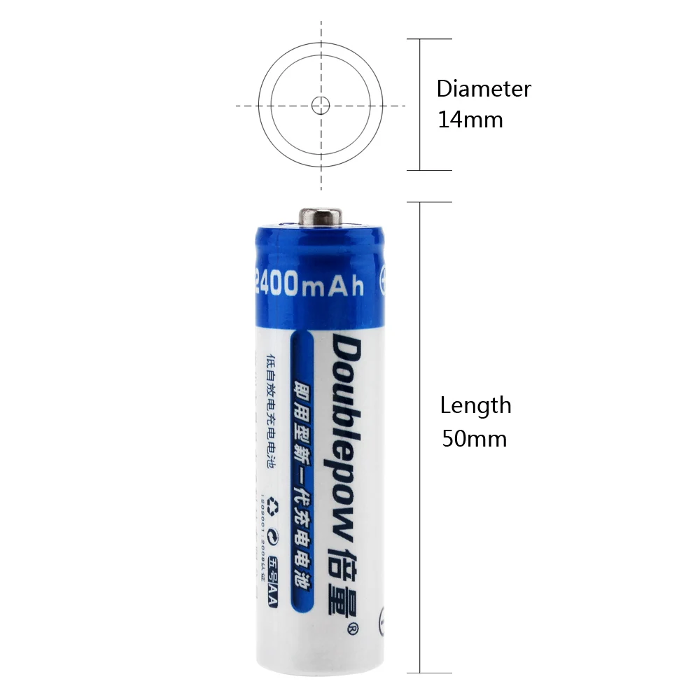 4 шт./лот аккумуляторная батарея Doublepow AA 1 2 V 2400mAh LSD Ni MH NiMH с излучающим отверстием