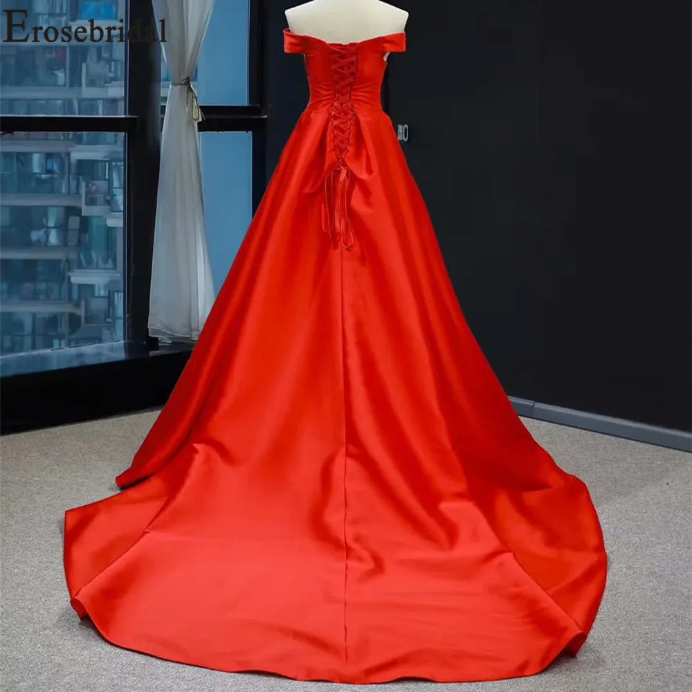 Erosebridal Новое поступление красное вечернее платье винтажное с открытыми плечами