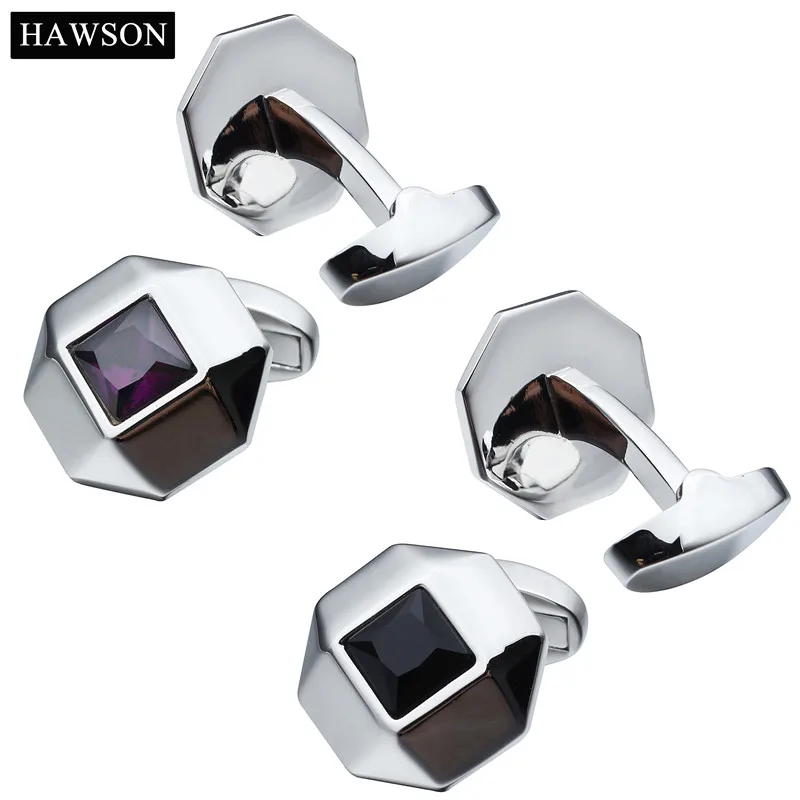 Hawson Octagon запонки с красочными Кристалл Best подарок мужу роскошные бренды |