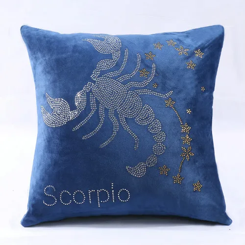Scorpio blue IDouillet Созвездие Стразы, декоративная Бархатная подушка, чехол подушка со знаком зодиака, чехол для дивана, дивана, стула, квадратная 45x45 см - Цвет: Scorpio blue